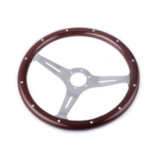 Classic Wood Grain Silver Spoke Steering Wheel